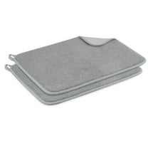 EEEkit 2pcs Dish Drying Mats, Absorbent Microfiber Kitchen Dish Drainers, 16 x 12", Gray