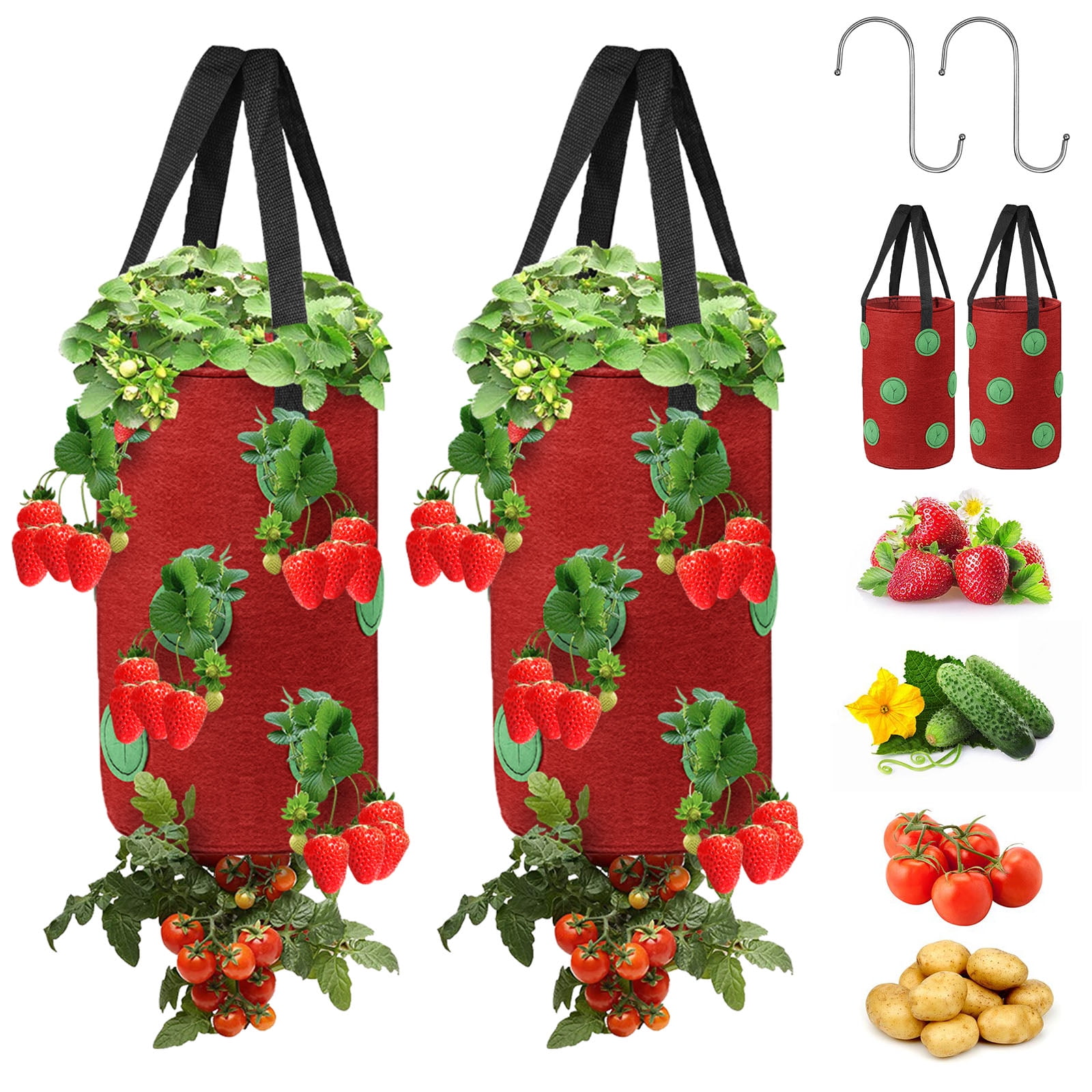 ZHIPAI Upside Down Tomato Planter,Grow Bags Hanging Strawberry Planter  Strawberry Tomato Potato Vegetable Planting Bag with 8 Holes(Red/Green) -  Yahoo Shopping