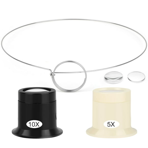 EEEkit 2pcs Jewelers Loupe, 5X/10X Monocular Magnifier, Portable Eye Loops Magnifier