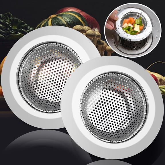 EEEkit 2pcs Kitchen Sink Strainer, Stainless Steel Drain Strainer with 4.3" Wide Rim, Food Catcher for Sink