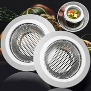 EEEkit 2pcs Kitchen Sink Strainer, Stainless Steel Drain Strainer with 4.3" Wide Rim, Food Catcher for Sink