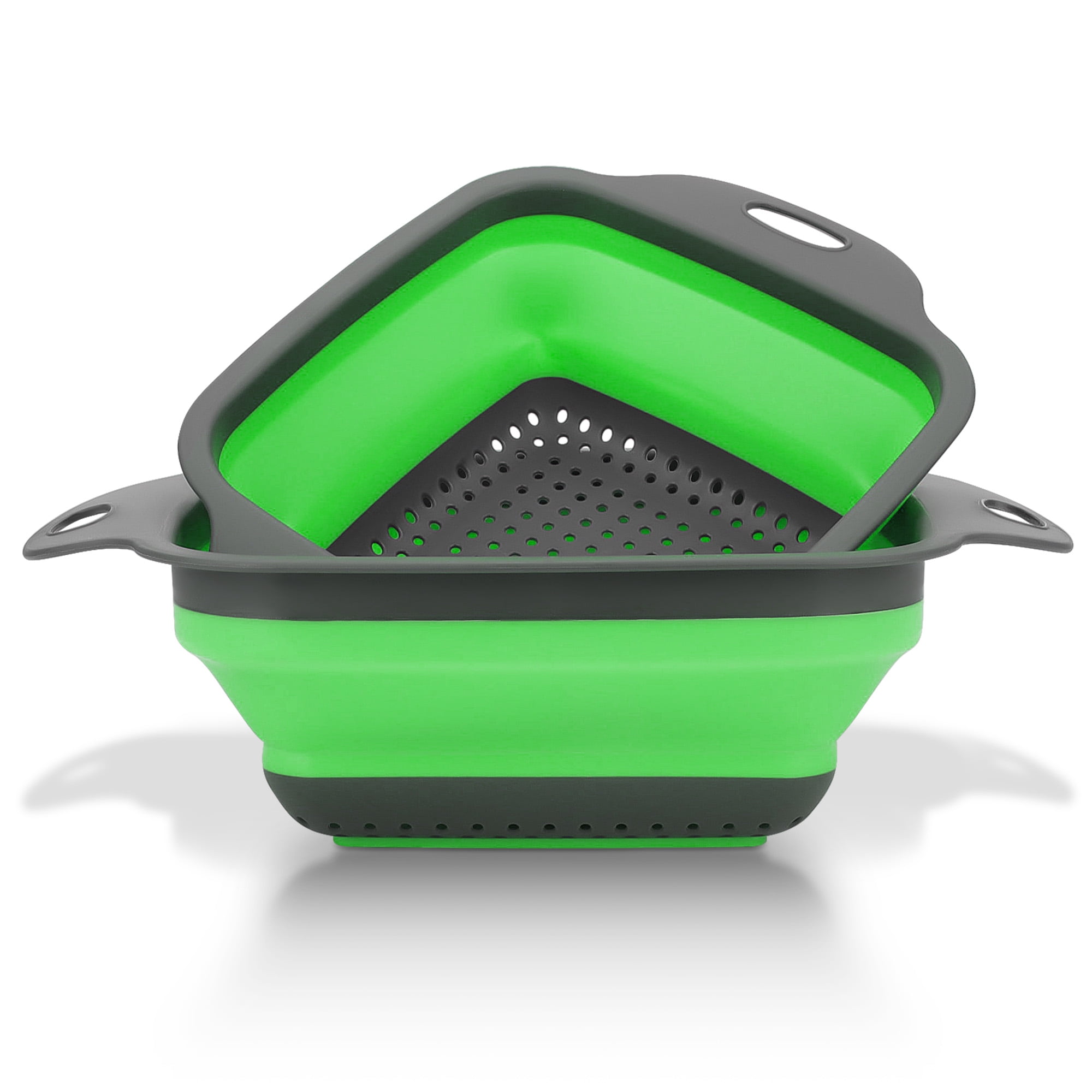 EEEkit 2pcs Silicone Colanders, Large + Small Collapsible Kitchen Strainers for Vegetables