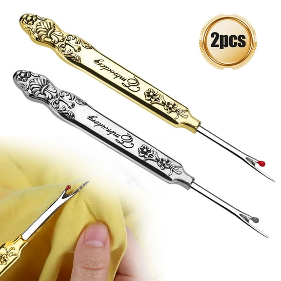 EEEkit 2pcs Stitch Ripper, Vintage Stitch Unpicker Thread Cutter Remover Sewing Craft Tool, Silver Gold