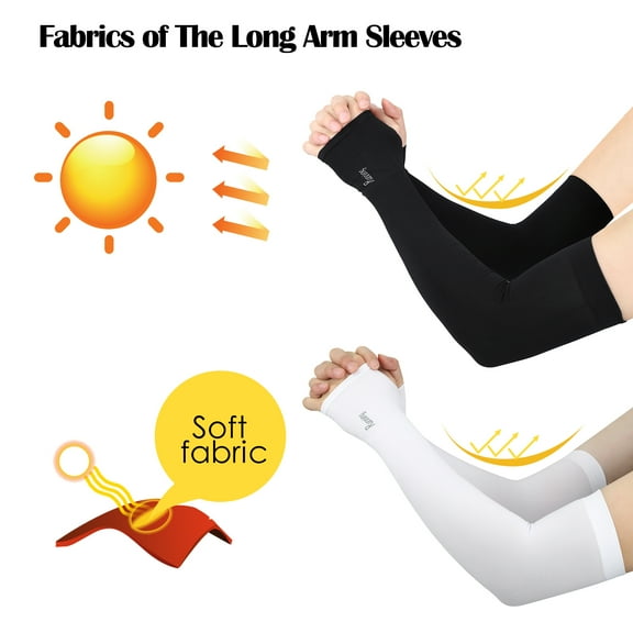 EEEkit 2pcs UV Protection Cooling Arm Sleeves - UPF 50+ Men & Women Long Sun Sleeves for Cycling, Driving, Running, Basketball, Football & Outdoor Activities