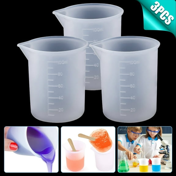 EEEkit 3-Piece Silicone Measuring Cups Set with Clear Scale for Resin Art, Purple
