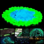 EEEkit 300pcs Glow in The Dark Garden Pebbles Stones Rocks for Yard Walkway Lawn Patio Fish Tank Aquarium, Decorative Luminous Pebbles Powered by Solar, Blue and Green