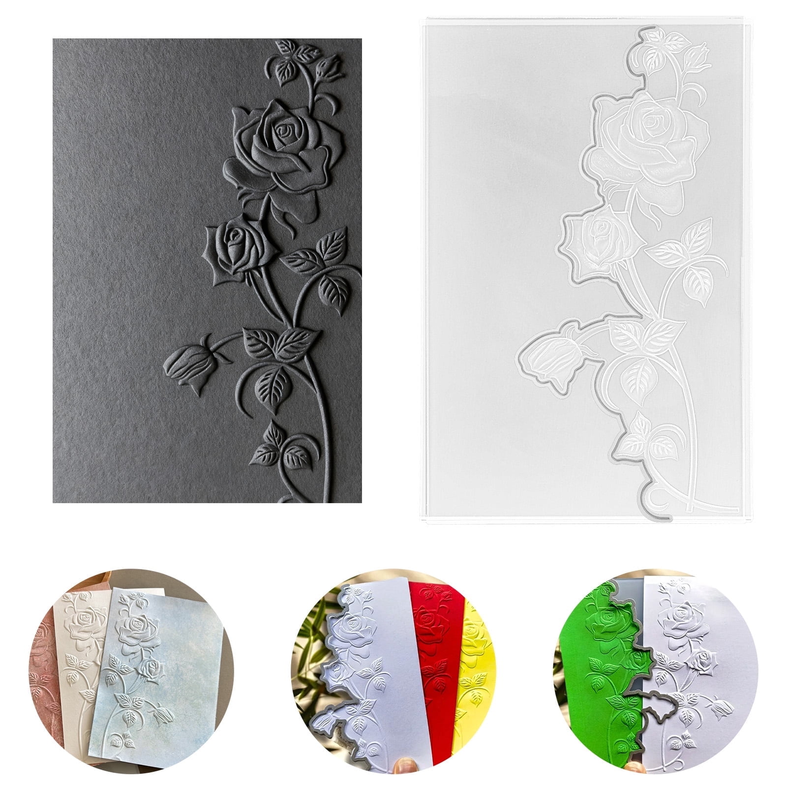 EEEkit 3D Embossing Folder Rose Vine Pattern for Card Making