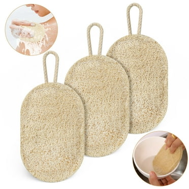 EEEkit 3Pcs Exfoliating Loofah Pads, Natural Luffa Sponge Bath Shower Body Scrubber for Men Women