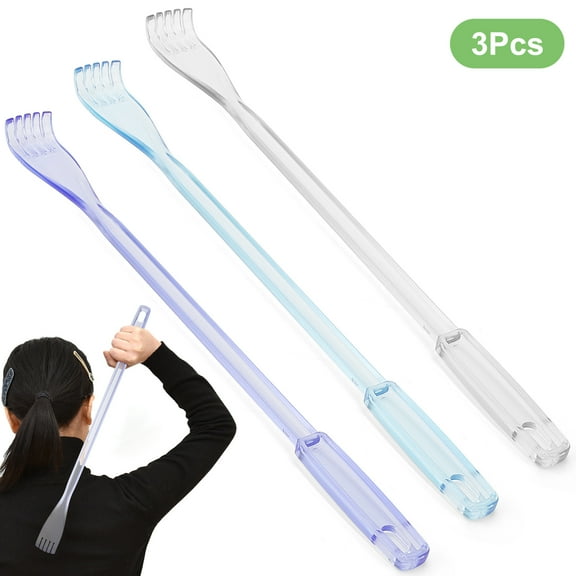 EEEkit 3pcs Clear Back Scratcher for Adults, Backscratcher for Itching Relief with Long Handle