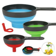 EEEkit 3pcs Kitchen Collapsible Funnels, Silicone Wide Mouth Funnels for Food Transfer, Large + Medium + Small Set