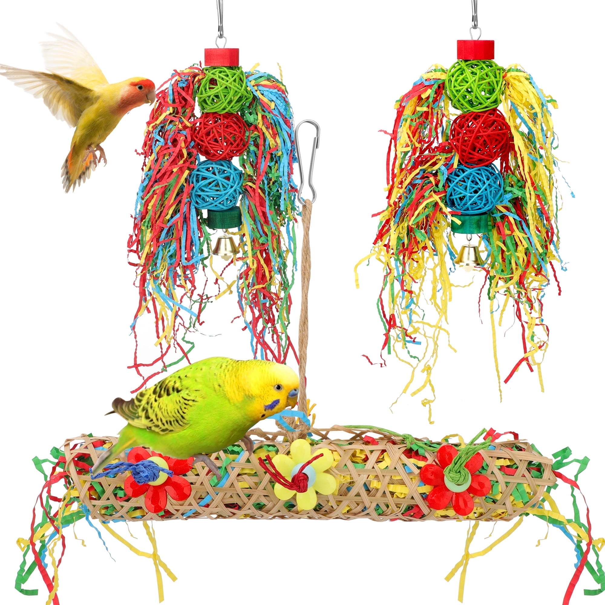 EEEkit 3pcs Parrot Chewing Toys, Bird Foraging Shredder Toys for Parrotlets Lovebirds Cockatiels