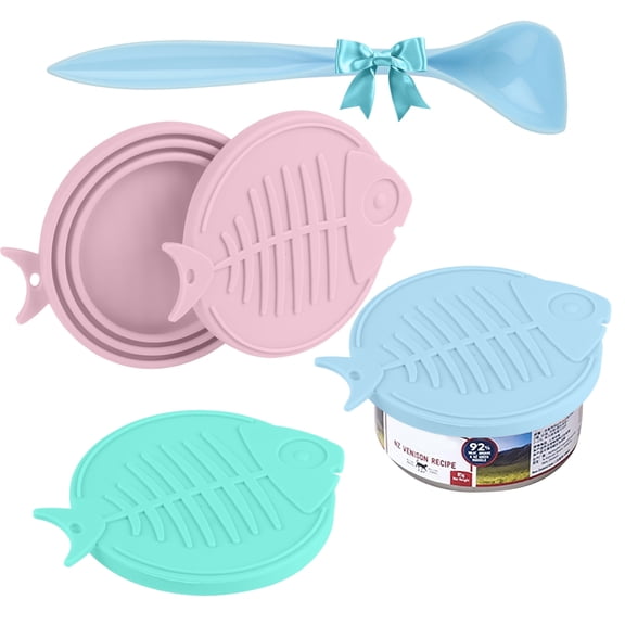 EEEkit 3pcs Pet Food Can Cover, FDA Safe BPA Free Silicone Cat Dog Can Lid Cover Fit Standard Sizes to Keep Food Fresh