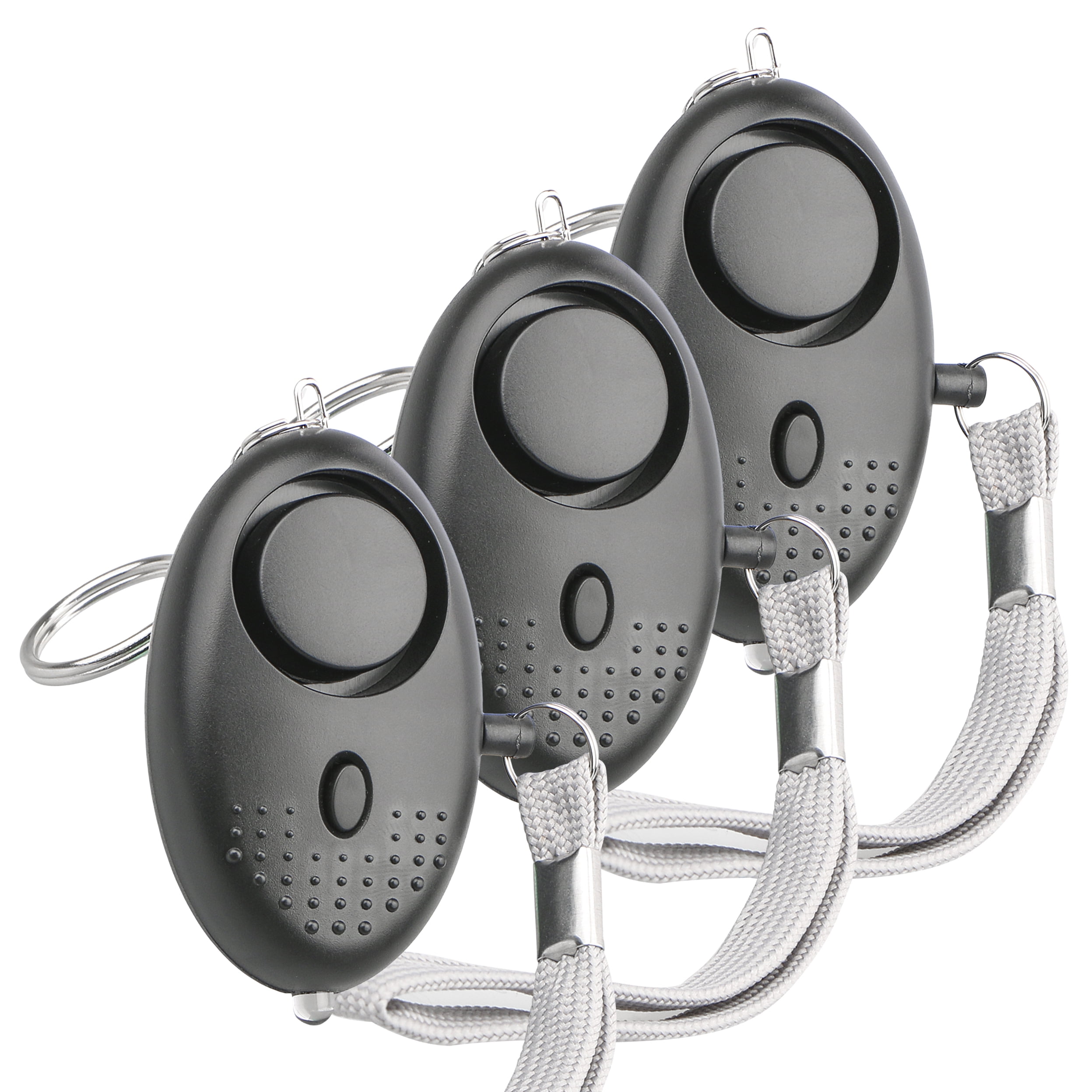EEEkit 3pcs Self Defense Personal Whistle Alarm Keychain 130DB Siren Safety  LED, Black 