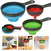 EEEkit 3pcs Silicone Collapsible Funnels, Wide Mouth Kitchen Funnels for Liquid Transfer, Large Medium Small