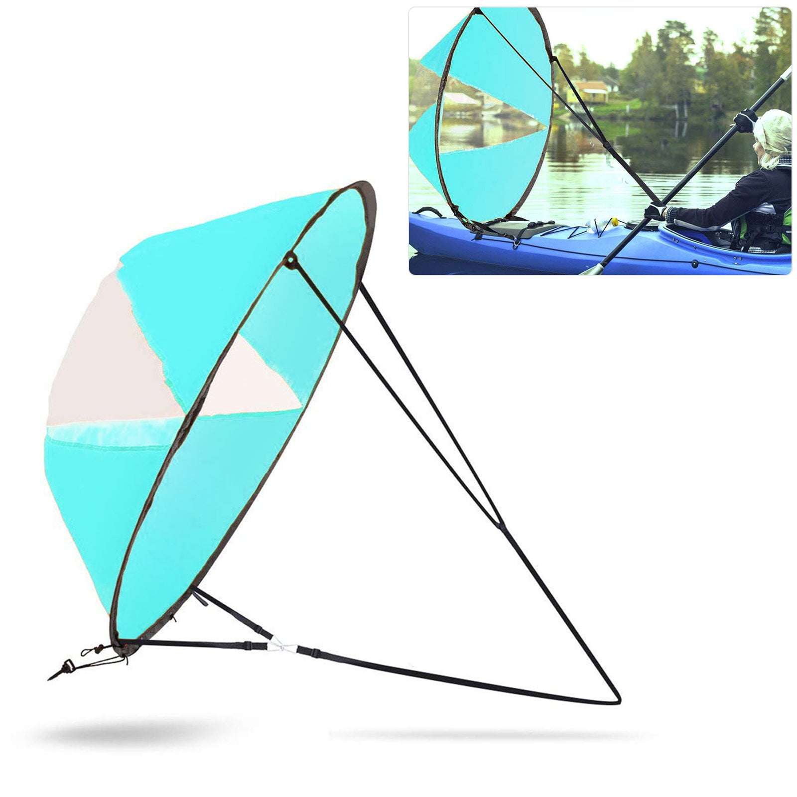 EEEkit 42 inch Kayak Wind Sail, Foldable Downwind Kayak Sails Boat Accessories, Easy Setup and