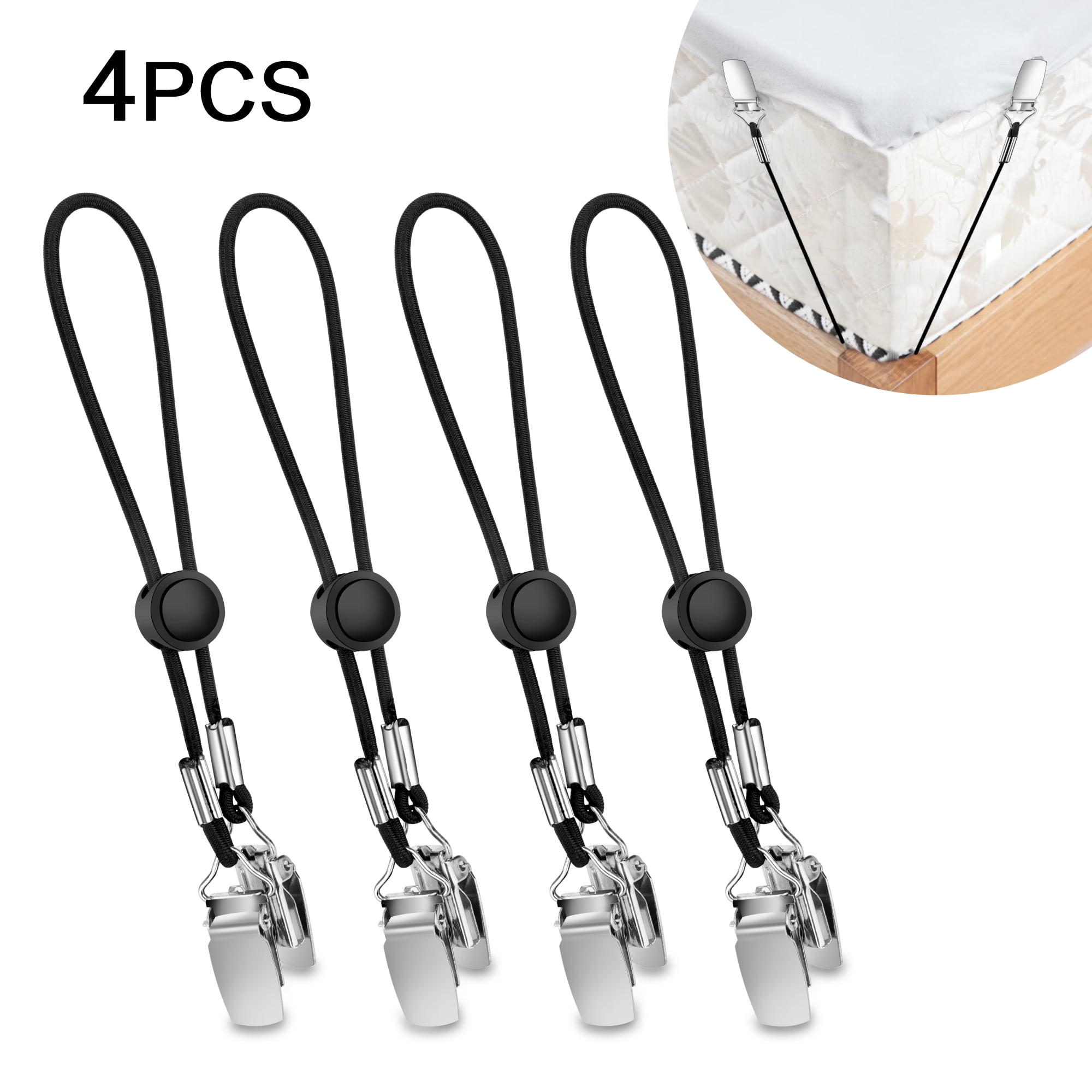 EEEkit 4Pcs Bed Sheet Fastener, Adjustable Elastic Mattresses Sheet