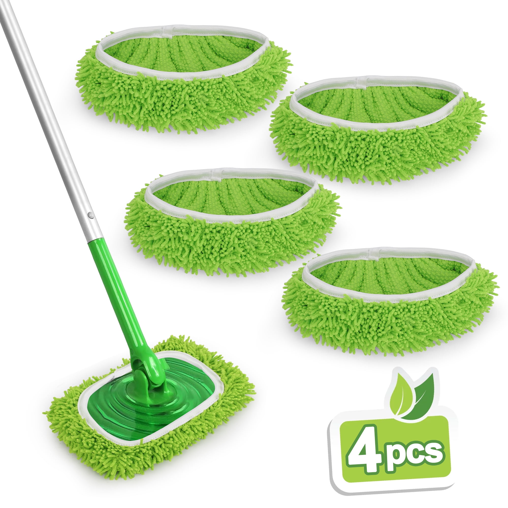 EEEkit 4Pcs Cleaning Mop Pads Fit for Swiffer Sweeper, Chenille Replacement Mop Cloths