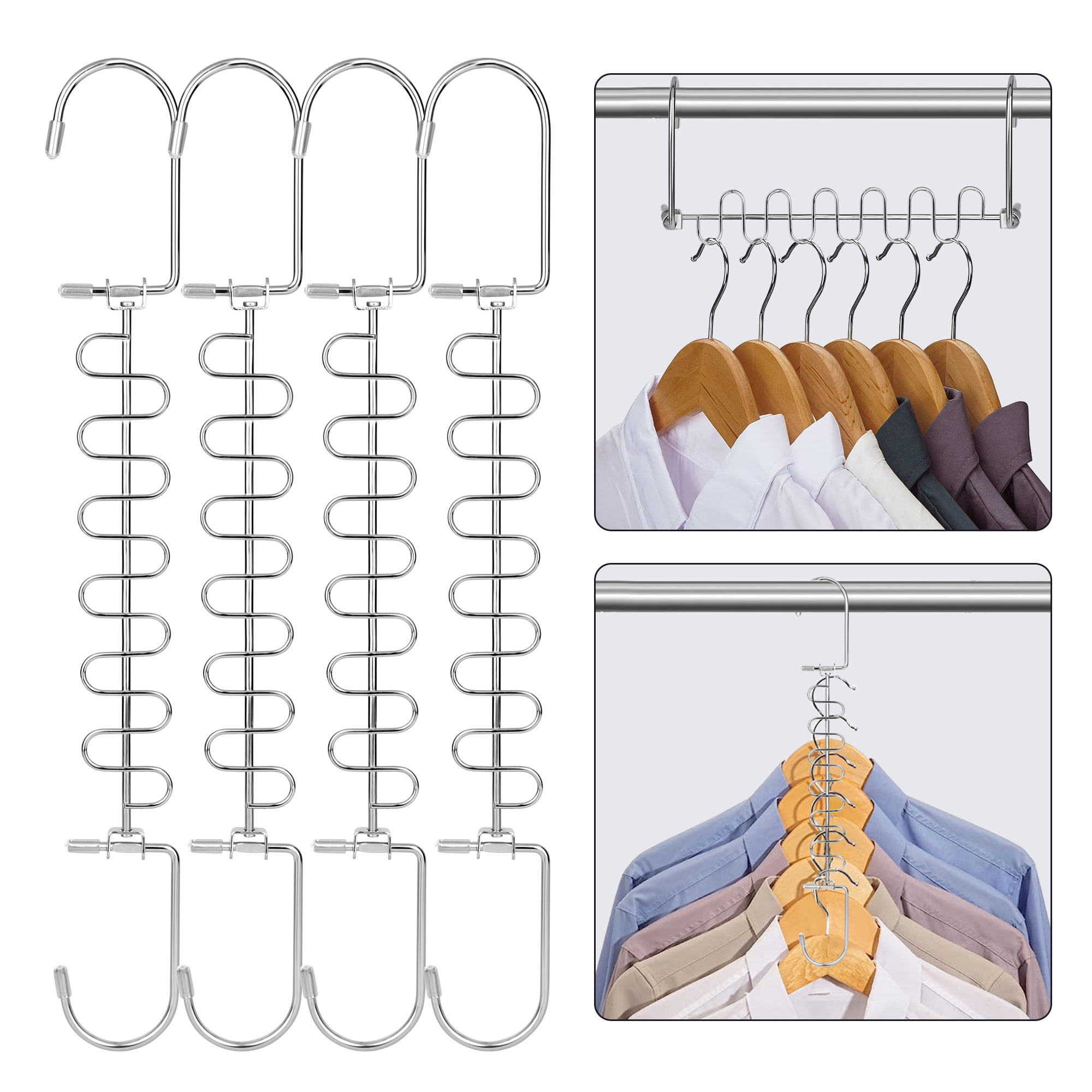 EEEkit 4Pcs Metal Space Saving Hangers, Magic Cascading Closet Clothes