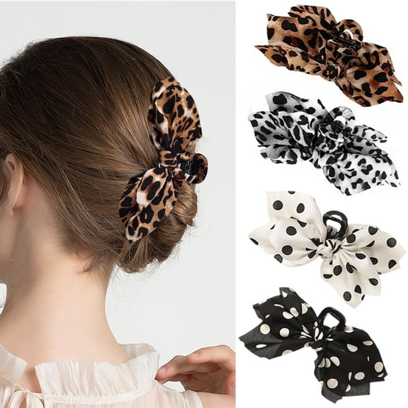 EEEkit 4pcs Bow Claw Clips for Women, Butterfly Styling Large Hair Clips for Thick Hair, Bow Knot Hair Claws