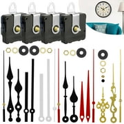 EEEkit 4pcs DIY Wall Quartz Clock Movement Mechanism, Battery Operated Clock Motor Kit, DIY Repair Parts Replacement with 6 Sets of Hands 0.7inch/ 18mm, Red, White, Black, Gold