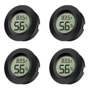 EEEkit 4pcs Mini Hygrometer Thermometer with Digital Cigar LCD Display Indoor Temperature and Humidity Meter for Home Office Humidifiers Humidors Car Greenhouse Babyroom, Black Round