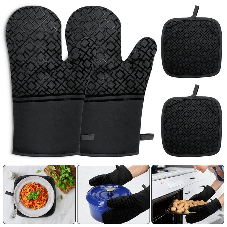 Rorecay Extra Long Oven Mitts and Pot Holders Sets: Heat Resistant