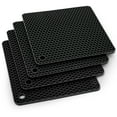 thumbnail image 1 of EEEkit 4pcs Silicone Pot Holders, Heat Resistant Trivets, Hot Pads for Kitchen, 7 x 7", Square, Black, 1 of 6