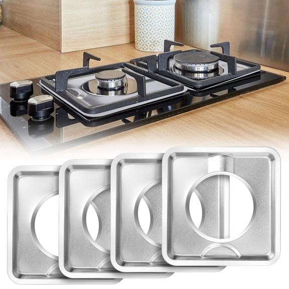 EEEkit 4pcs Square Gas Range Drip Pan, Reusable Gas Burner Liner Covers Replaces WP786333, AP6011553, PS11744751