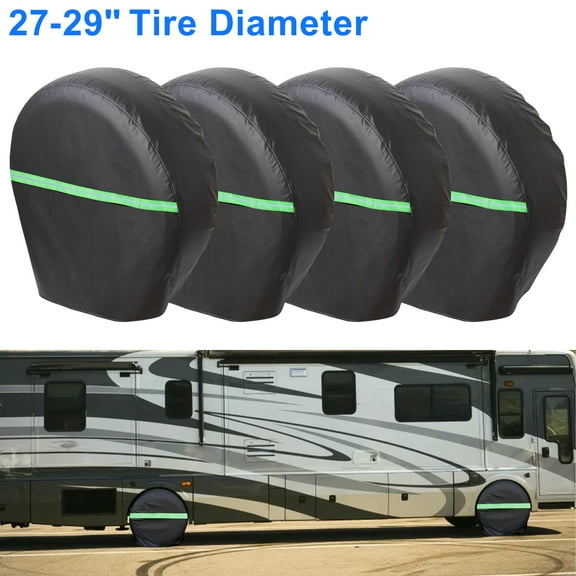 EEEkit 4pcs Waterproof Tire Covers, 27" to 29" UV-Resistant Wheel Covers for SUV, RV, Truck, Trailer, Camper