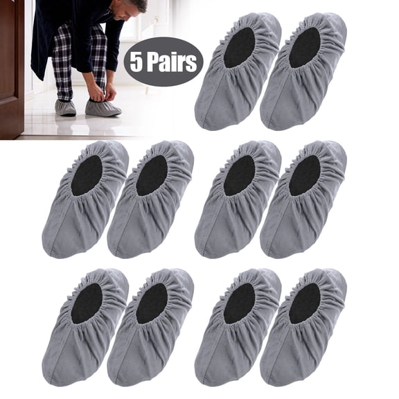 EEEkit 5 Pairs Reusable Shoe Covers, Non Slip Shoe Protectors, Universal Soft Washable Thickened Foot Boot Shoe Covers for Indoors, 2 Colors