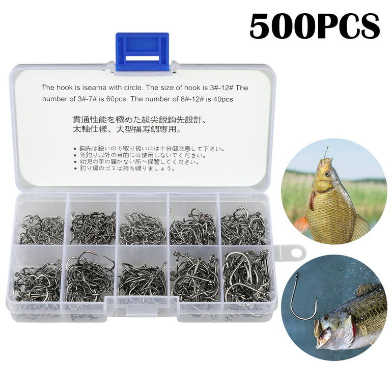 EEEkit 500pcs High Carbon Steel Fishing Hooks, Have Different Size