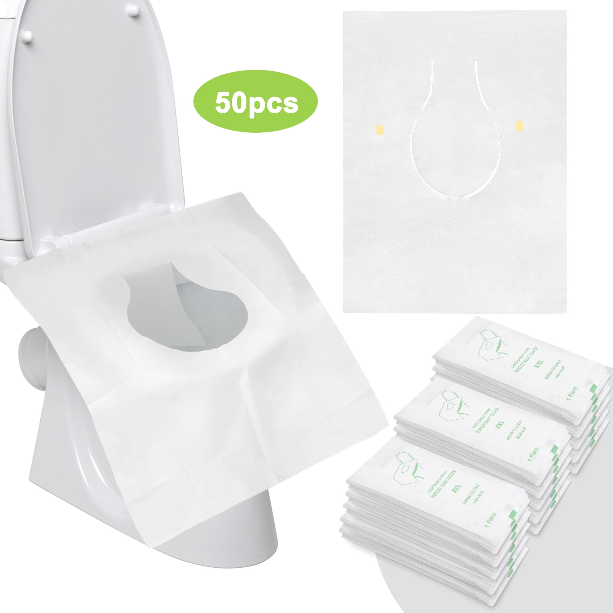 EEEkit 50pcs Disposable Toilet Seat Covers, Individual Package Flushable Paper Seat for Toddler