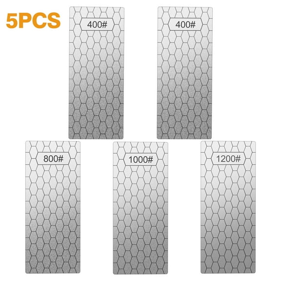 EEEkit 5pcs Diamond Sharpening Stone Set, 200 400 800 1000 1200 Grit Honeycomb Sharpener Plate for Knives