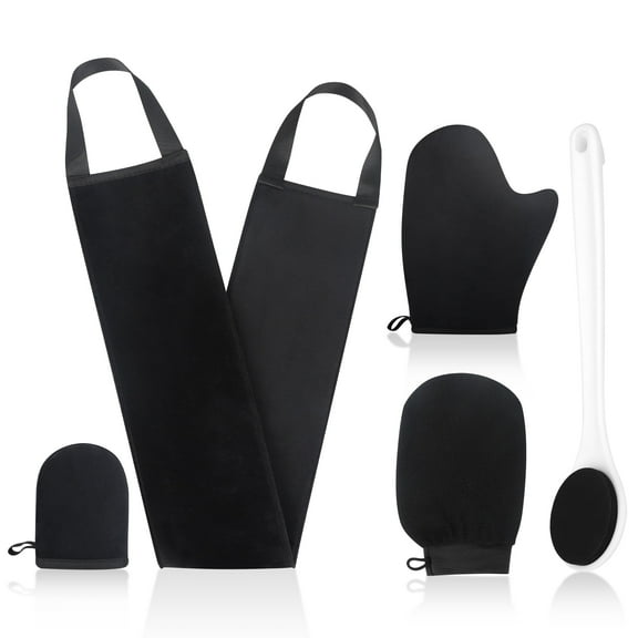 EEEkit 5pcs Self Tanning Mitt Applicator Kit, Includes Tanning Glove, Exfoliating Glove, Mini Tan Mitt, Back Lotion Applicator, Back Brush Applicator