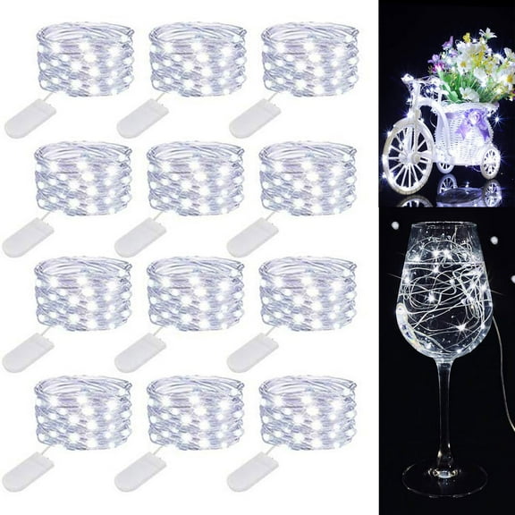 20 White LED Fairy String Light Weatherproof Wire w/ Timer 6ft Battery ...