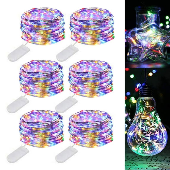EEEkit 6.6' Indoor Outdoor Fairy String Light 20 LED Battery Operated Waterproof - 6 Pack, Multi-Color