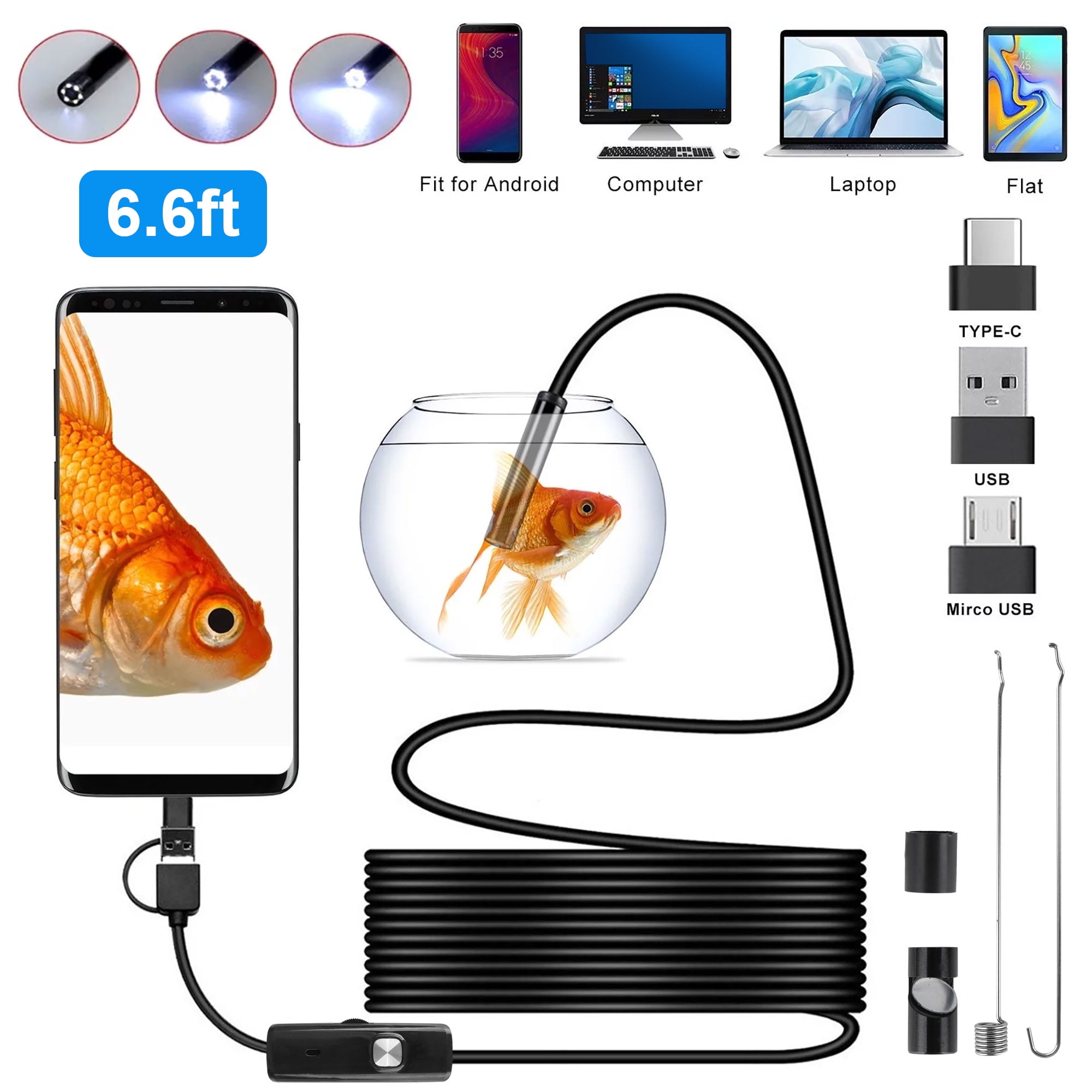EEEkit 3.3ft USB Endoscope Compatible with Android Phone, 7mm