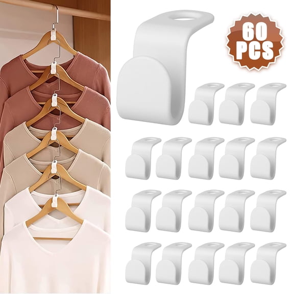 EEEkit 60Pcs Hanger Connector Hooks, Clothes Hanger Extender Clips for Saving Closet Space