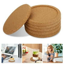 EEEkit 6pcs Cork Coasters, Reusable Absorbent Heat-Resistant Coasters for Drinks, 3.3", Round, Brown