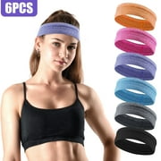 EEEkit 6pcs Non-Slip Workout Headbands, Elastic and Moisture Wicking Sweatbands for Sports Yoga