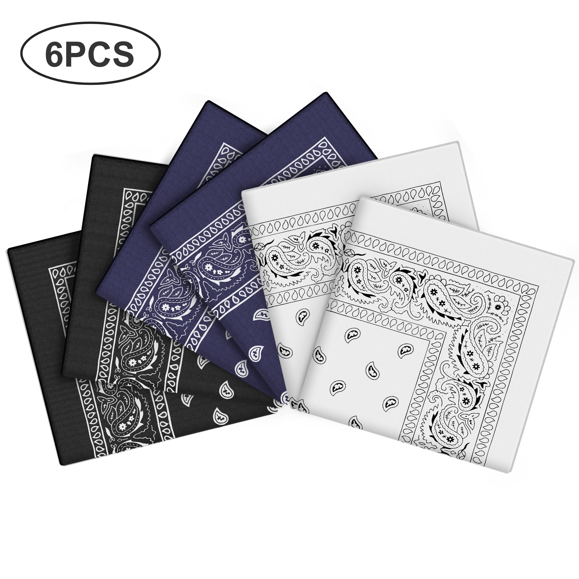 EEEkit 6pcs Paisley Pattern Bandanas, Polyester Handkerchiefs for Men