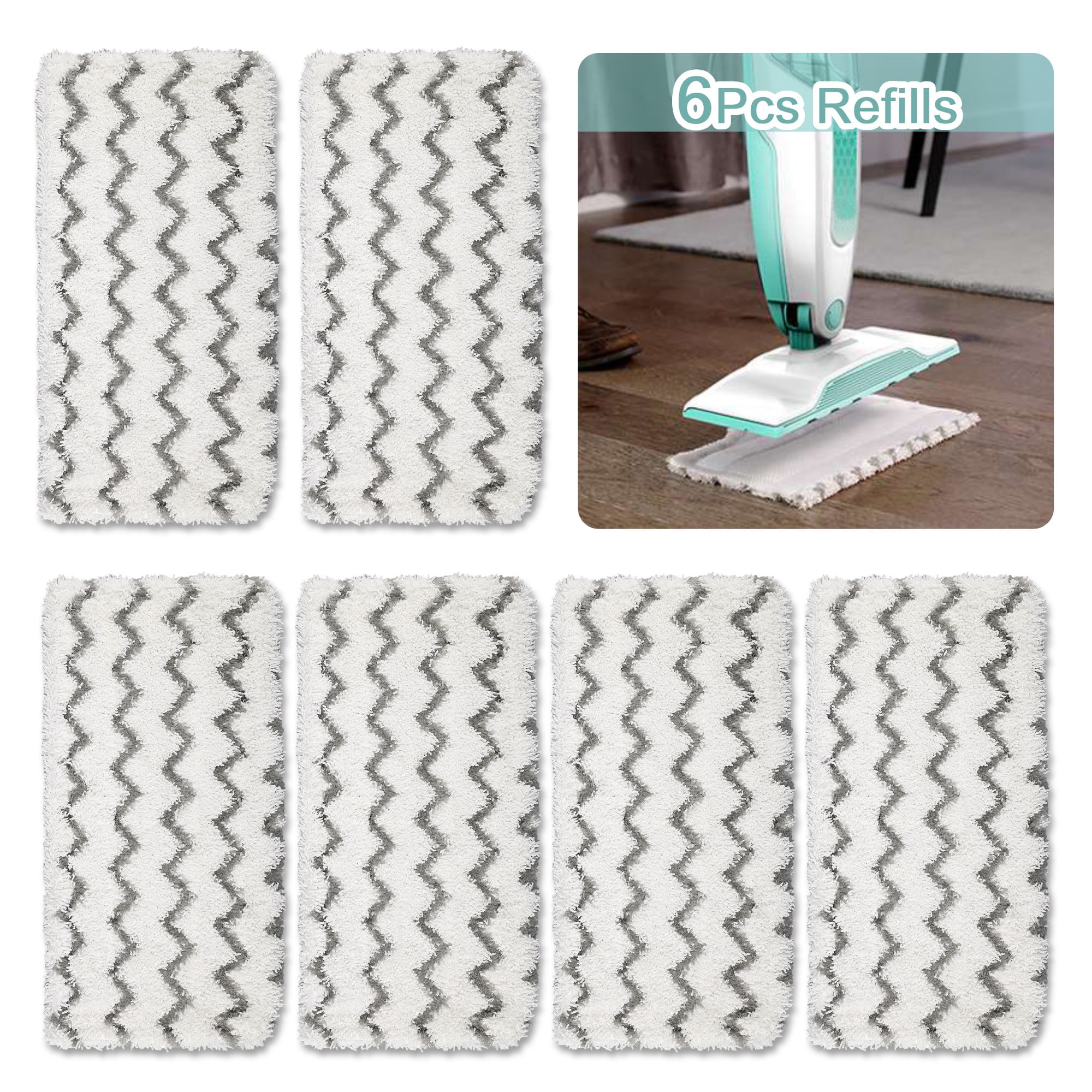 EEEkit 6pcs Washable Cleaning Pads Replacement Fits for Shark Steam Mop S1000 S1000A S1000C