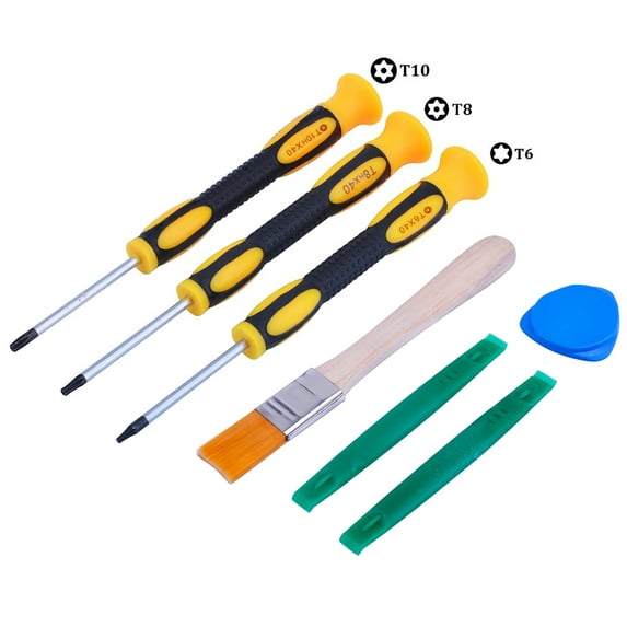 EEEkit 7-in-1 T8 Torx Screwdriver Repair Tool Kit Fit for Xbox One, Xbox 360, PS5/PS4 Controller, T6 T8 T10 Security Screwdriver with Prying Cleaning Tool