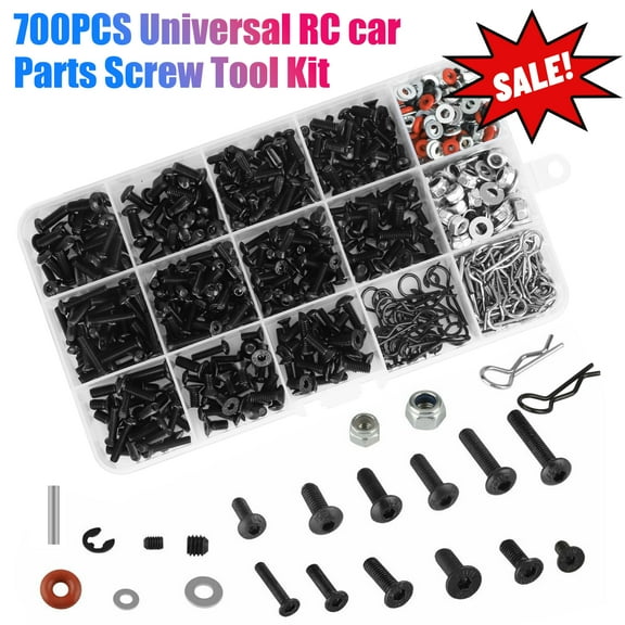 EEEkit 700pcs Metal RC Screws Repair Tool Set Fit for Traxxas Arrma Axial Redcat HPS SCX10 1/8 1/10 1/12 1/16 Scale RC Cars Trucks Crawler, Hardware Fasteners