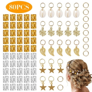 Visen 200 Pcs LOC Hair Jewelry for Women Braids Dreadlock Accessories Hair Decoration Aluminum Hair Beads Metal Silver Gold Cuffs Rings Clips Coils Shells