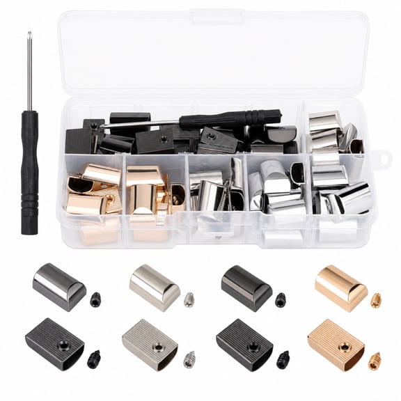 EEEkit 80 Sets 4 Colors Alloy Zipper Stopper Zipper Ends, Pull Top Stoppers with Screw Bottom Repair Replacement for Sewing, DIY Craft Accessories