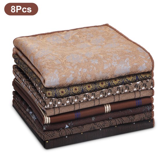 EEEkit 8pcs Mens Handkerchiefs, 9 x 9" Soft Polyester Silk Hankies for Men, Classic Pocket Square, Gift for Father's Day