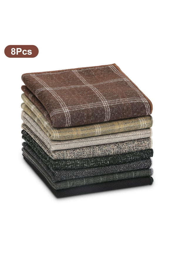 8pcs Men's Handkerchiefs, Soft Wool Hankies, 9 x 9" Classic Plain Pocket Square
