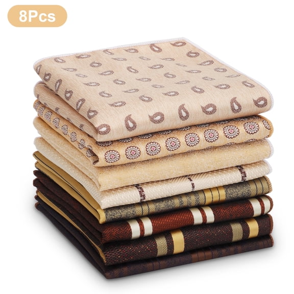 EEEkit 8pcs Handkerchiefs for Men, 9 x 9" Classic Pocket Square, Soft Polyester Silk Hankies, Gift for Father's Day