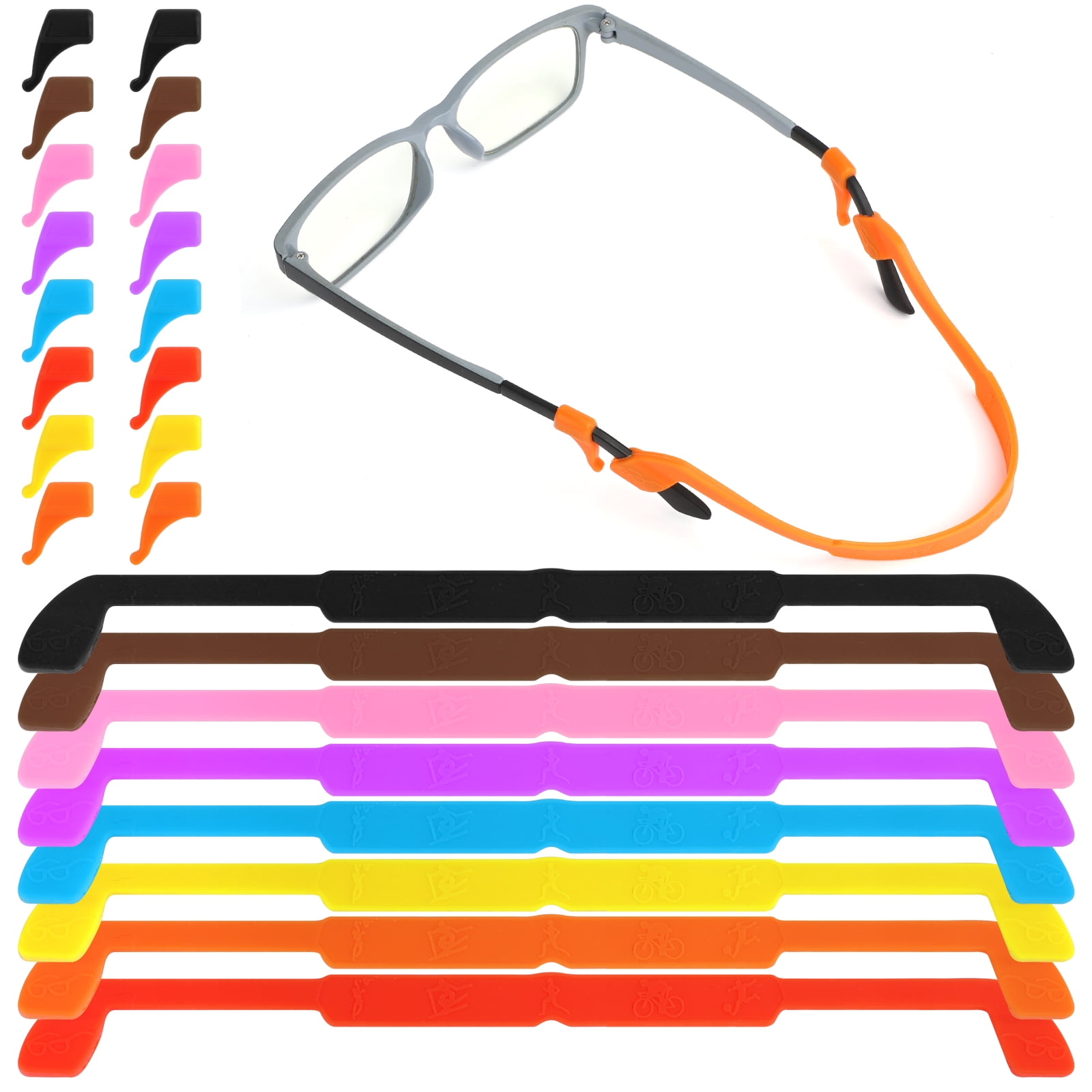 EEEkit 8pcs Silicone Glasses String Straps and 8pairs Ear Grip Hooks ...